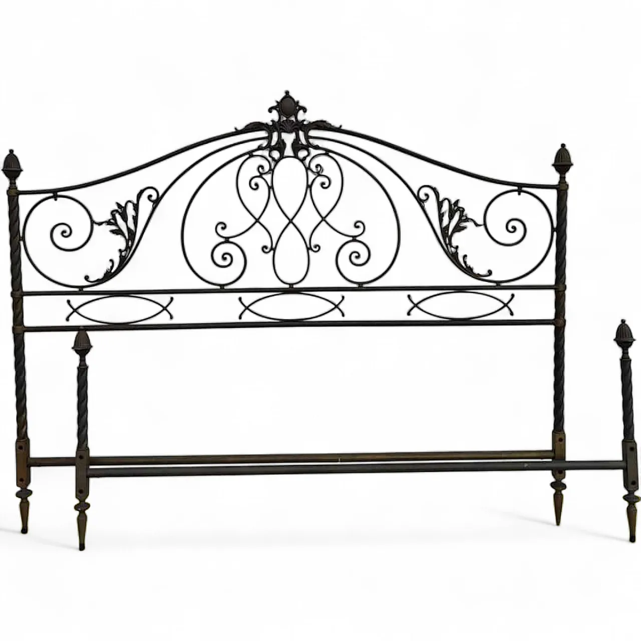 Antique Metal Bed with Twists and Decorations, 1970s 15