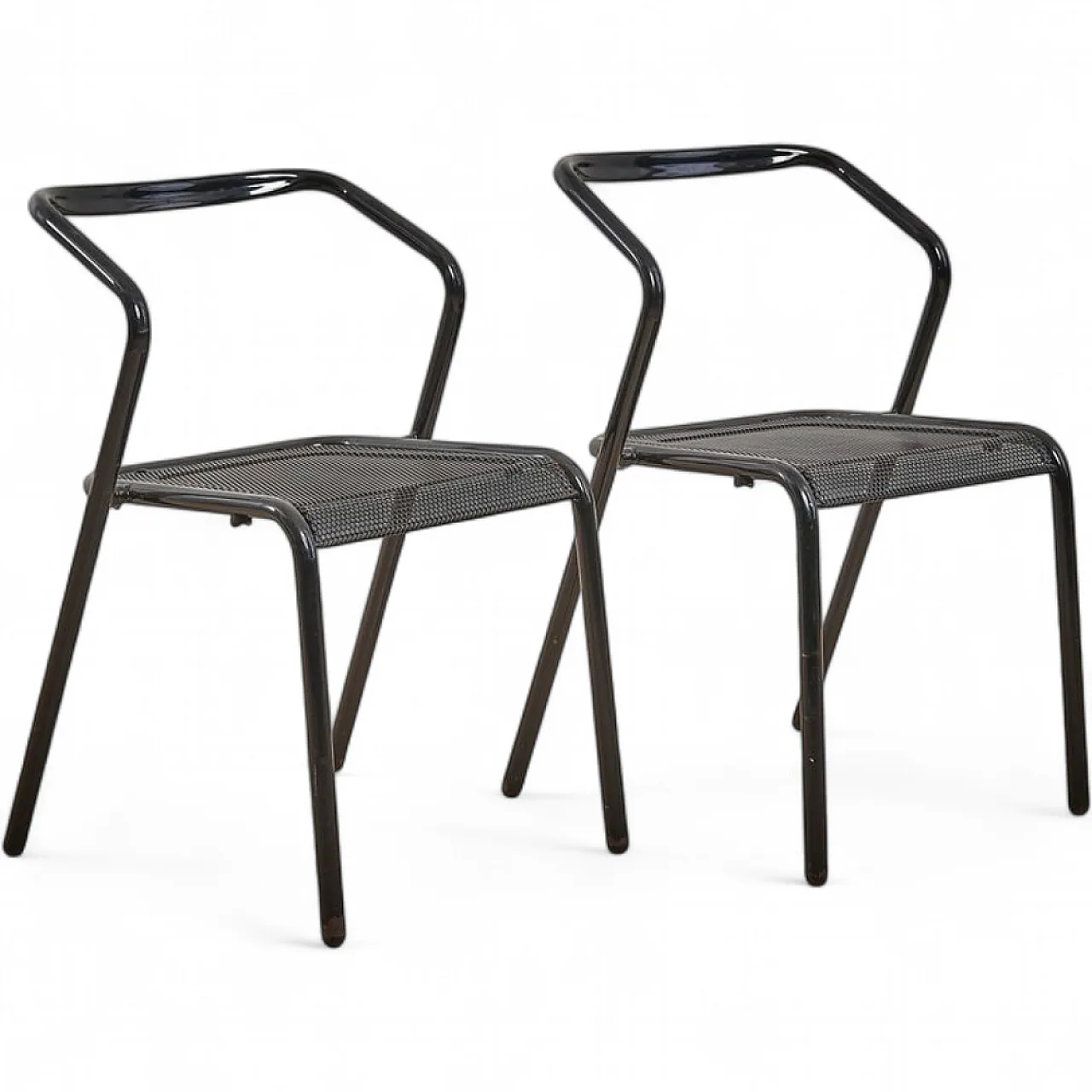 Pair of Minimal Metal Chairs, 1990s 4