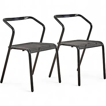 Pair of Minimal Metal Chairs, 1990s
