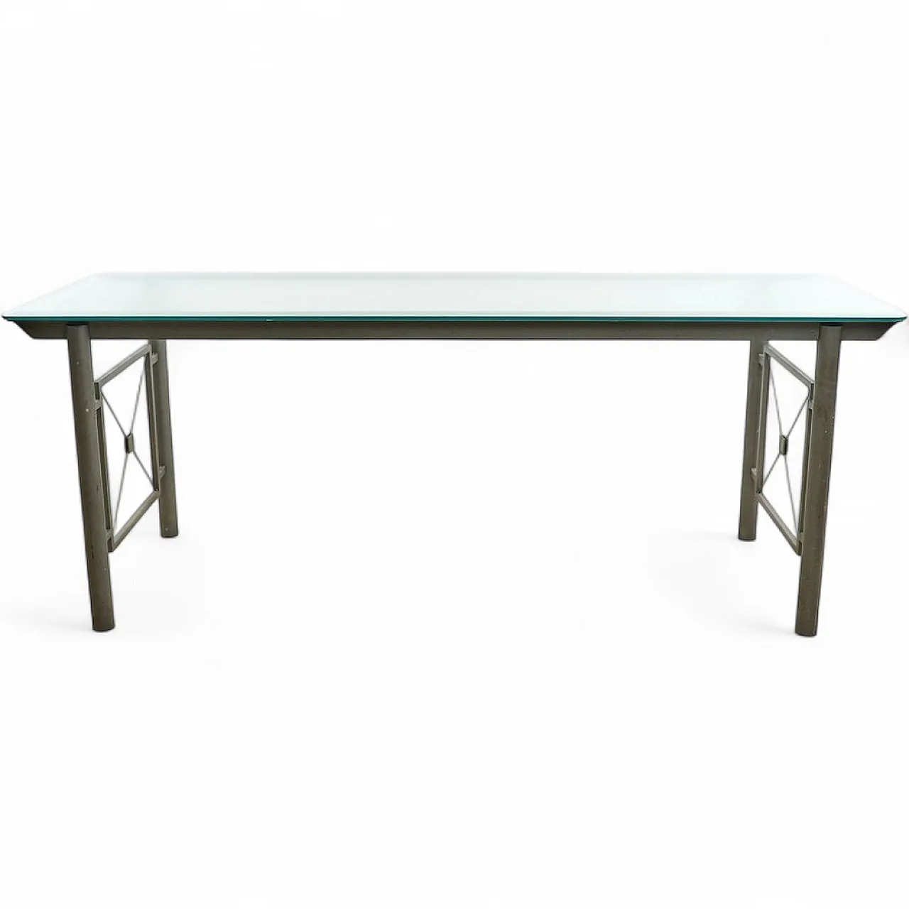 Iron Table with Glass Top, 20th century 6