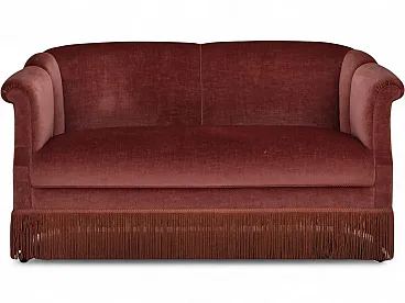 1960s, Danish 2-seater sofa, original pink furniture velour.