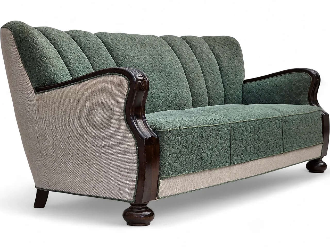 1960s, Danish 3-seater sofa, furniture wool, oak wood. 17