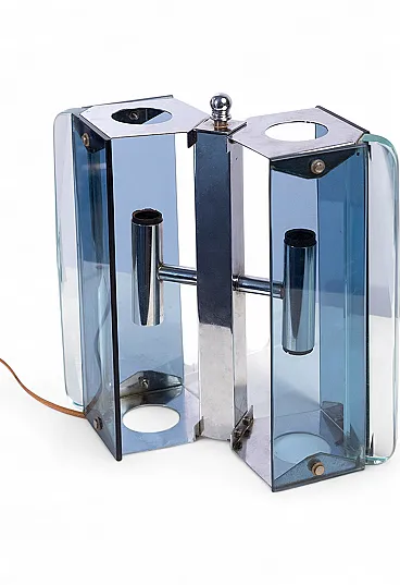 Blue glass wall lamp Veca Style, 70s