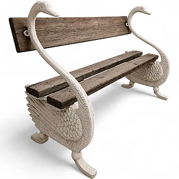 French garden bench with swans, 1950s
