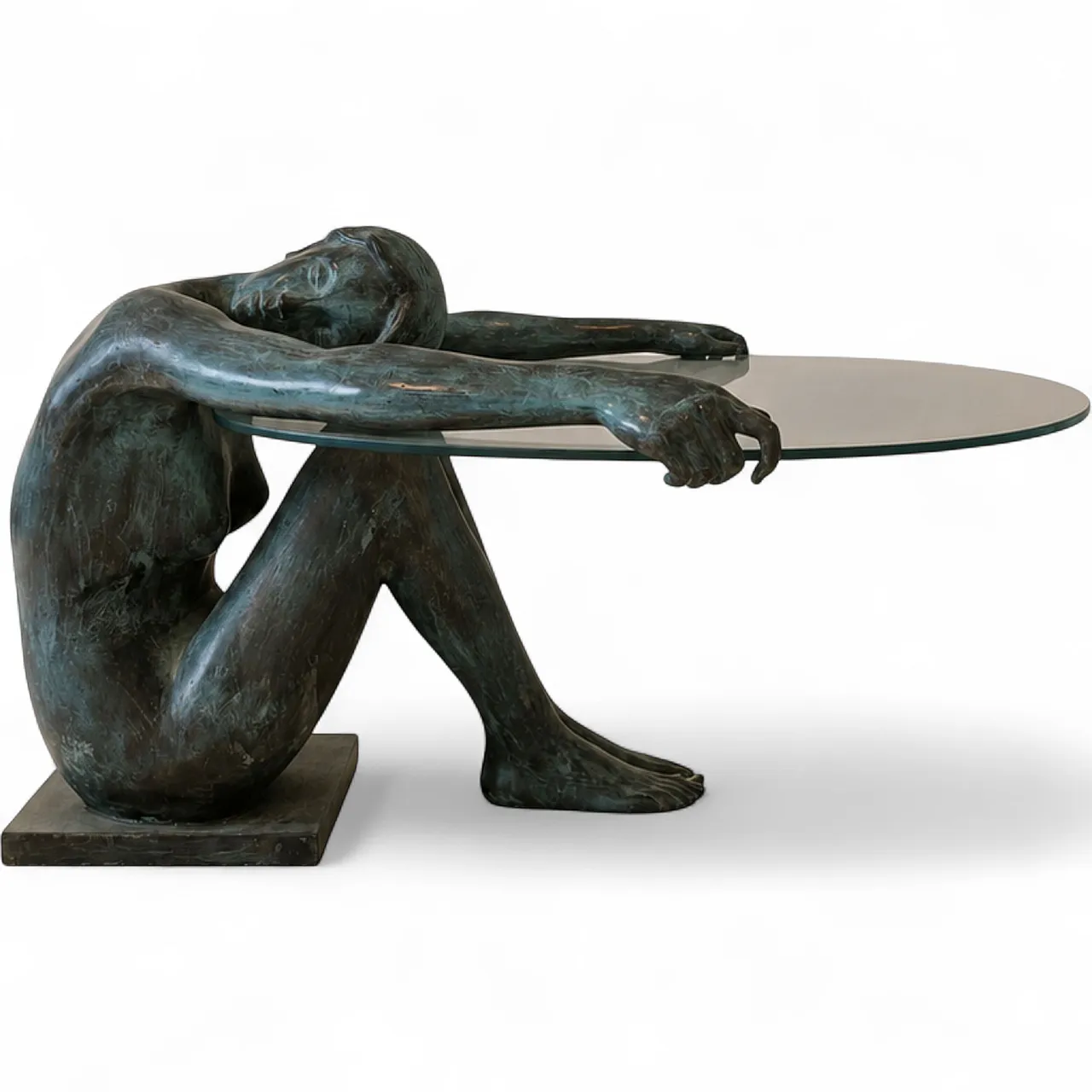 Bronze sculptural coffee table of a female nude, France, 1950s 9