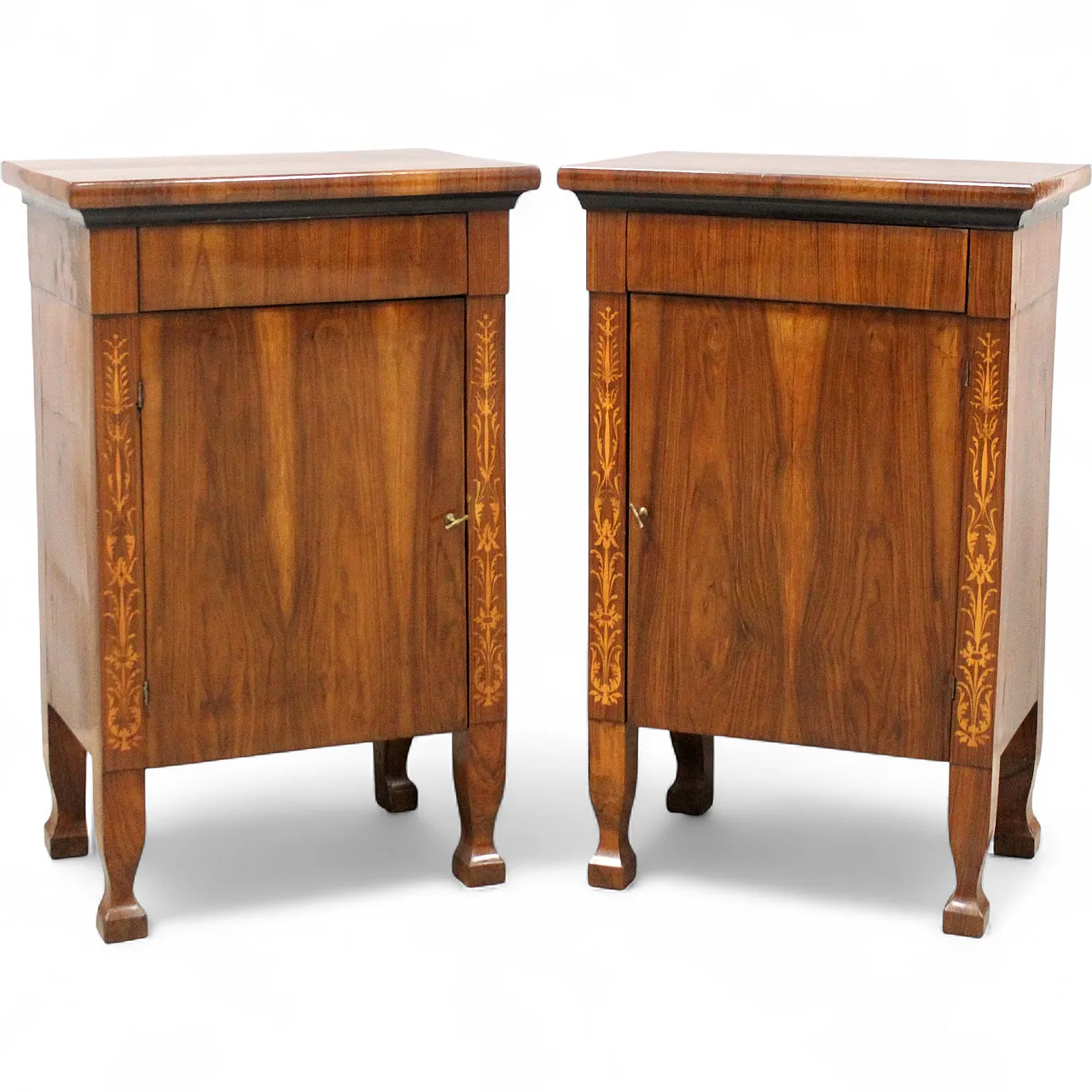 Pair of Empire walnut bedside tables, 19th century Italy 12