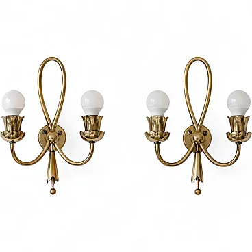 Pair of brass wall lamps by Angelo Lelii for Arredoluce, 50s
