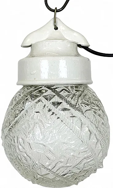 Vintage White Porcelain Pendant Light, 1970s