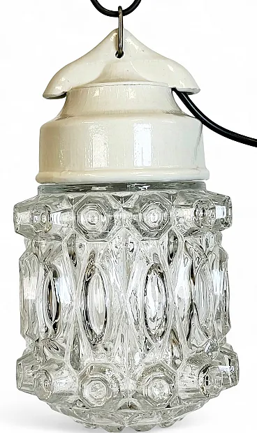 Vintage White Porcelain Pendant Light, 1970s