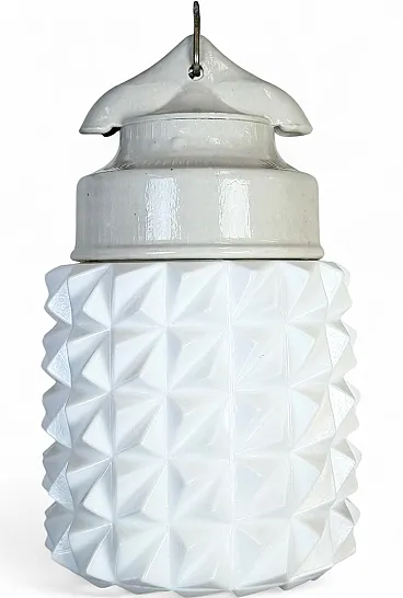 Vintage White Porcelain Pendant Light, 1970s
