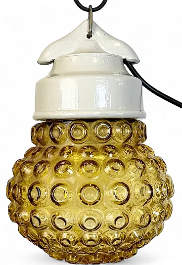 Vintage White Porcelain Pendant Light, 1970s