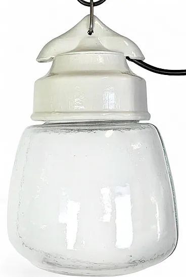 Vintage White Porcelain Pendant Light, 1970s