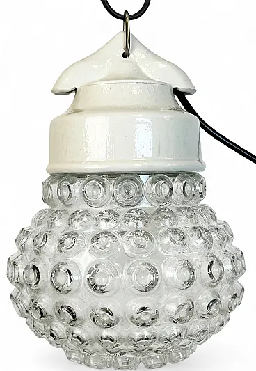 Vintage White Porcelain Pendant Light, 1970s