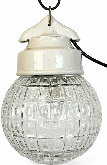 Vintage White Porcelain Pendant Light, 1970s