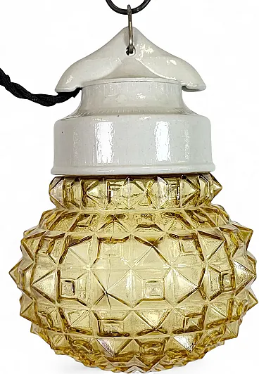 Vintage White Porcelain Pendant Light, 1970s
