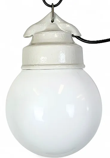 Vintage White Porcelain Pendant Light, 1970s