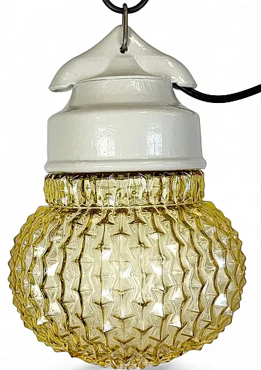 Vintage White Porcelain Pendant Light, 1970s