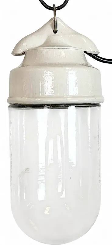 Vintage White Porcelain Pendant Light, 1970s