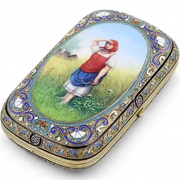 Silver cigarette case by the Ivan Fyodorovich Andreev, 19th century