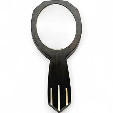 Specchio da mano in stile Art Déco con intarsi in bachelite, anni ’30