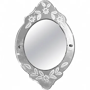 Specchio con decorazioni floreali incise, '800