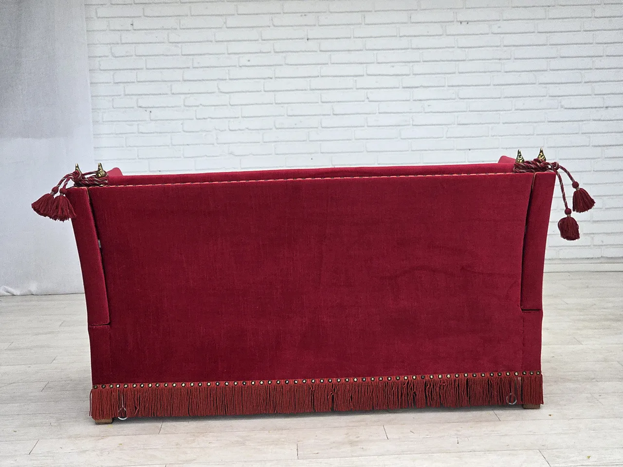 1970s, Danish 2-seater "Spanish" drop arm sofa, furniture velour. 12