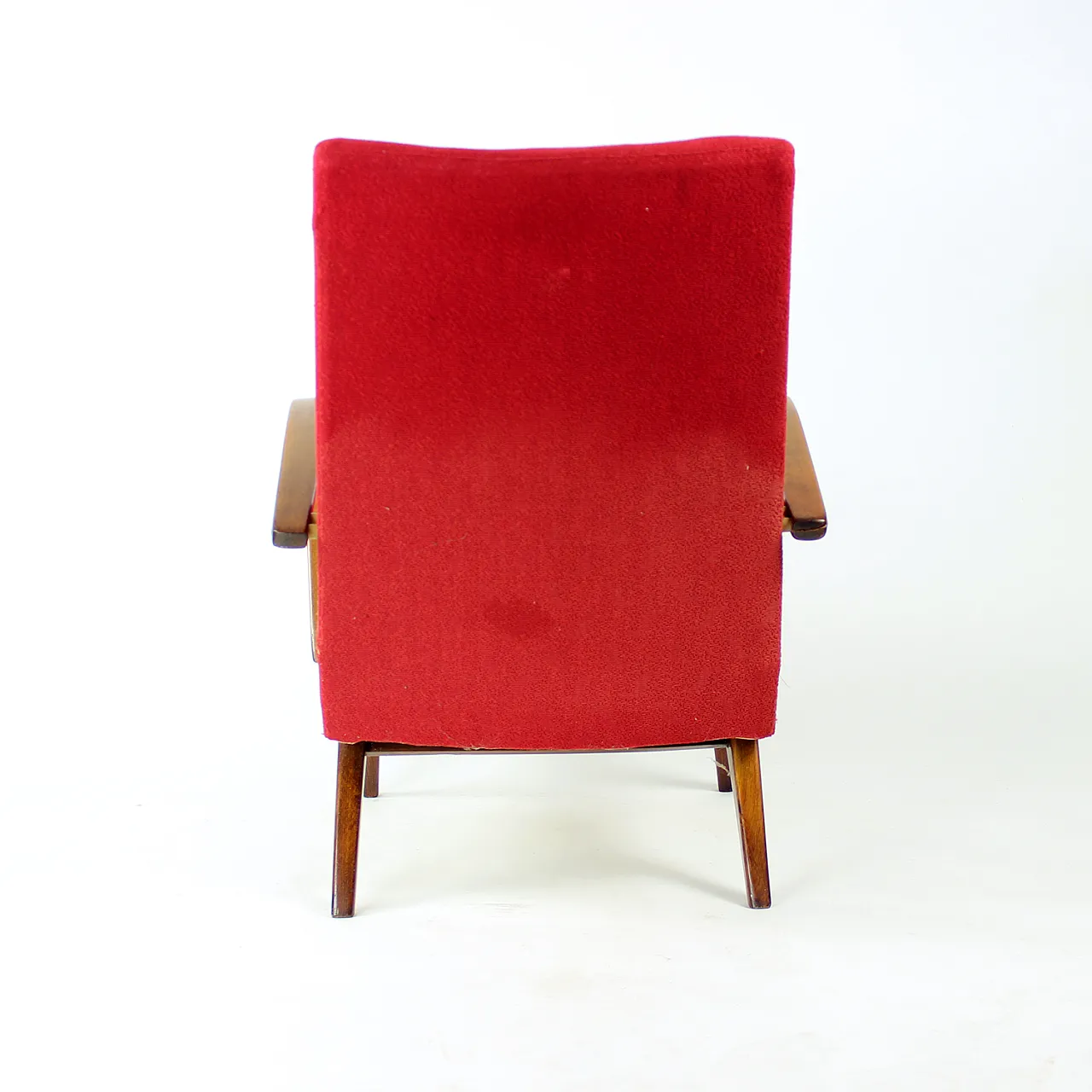 Midcentury Armchair in Original Red Fabric By Ton, Czechoslovakia 1960 6