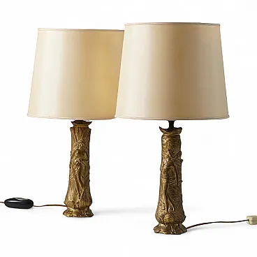 Pair of Art Nouveau table lamps, Paul Louchet, France, ca. 1900s