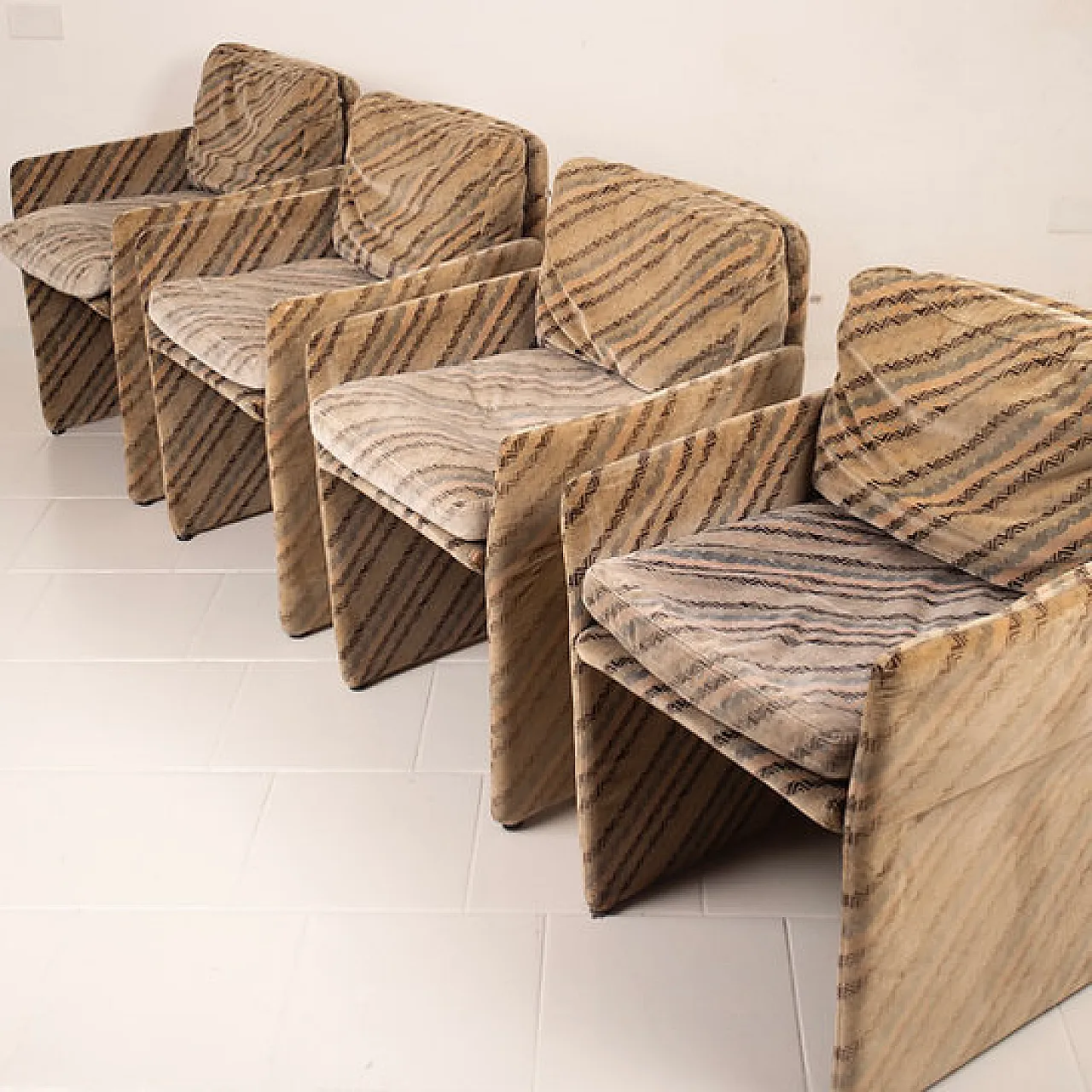 4 Salpol armchairs by Angelo Mazzola and Missoni, late 20th century 11