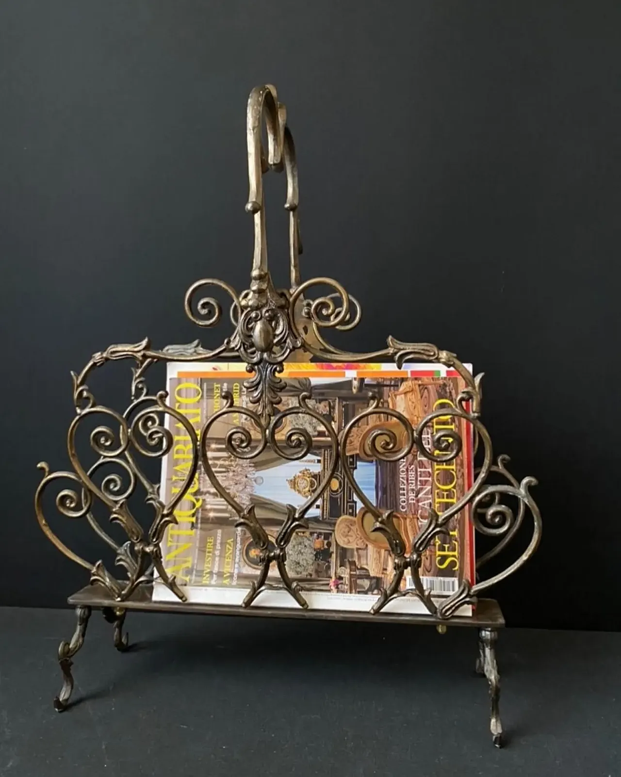 Brass magazine rack, 20th century 2