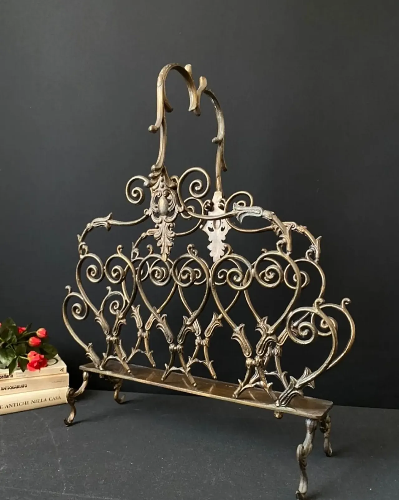 Brass magazine rack, 20th century 6