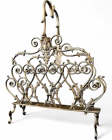 Brass magazine rack, 20th century