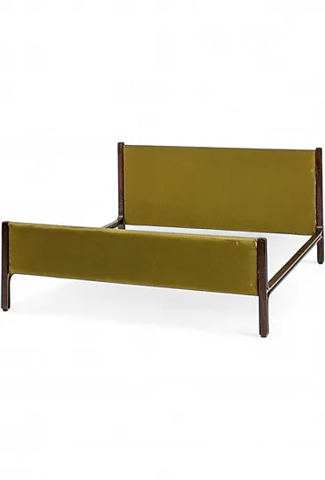 Bed in wood and fabric by Gianfranco Frattini for Bernini, 1960s