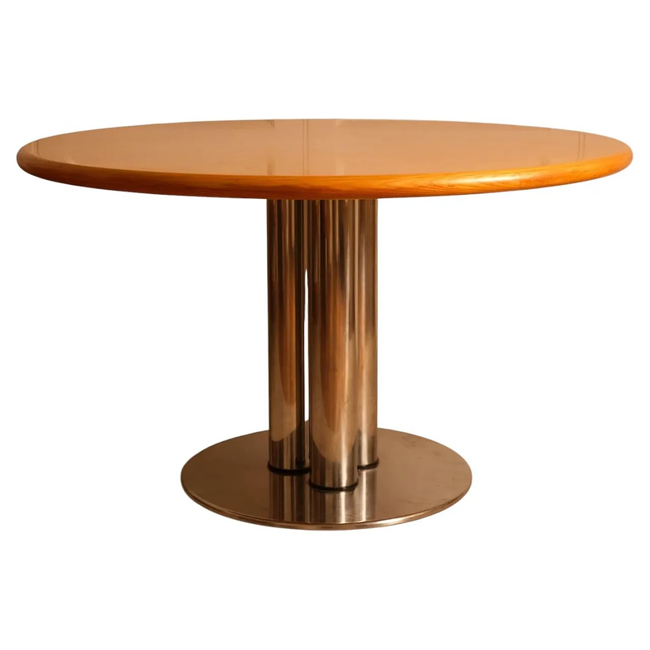 Wood and metal circular table, 1970s 1