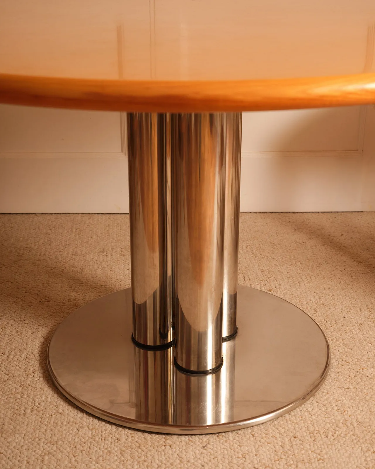 Wood and metal circular table, 1970s 3