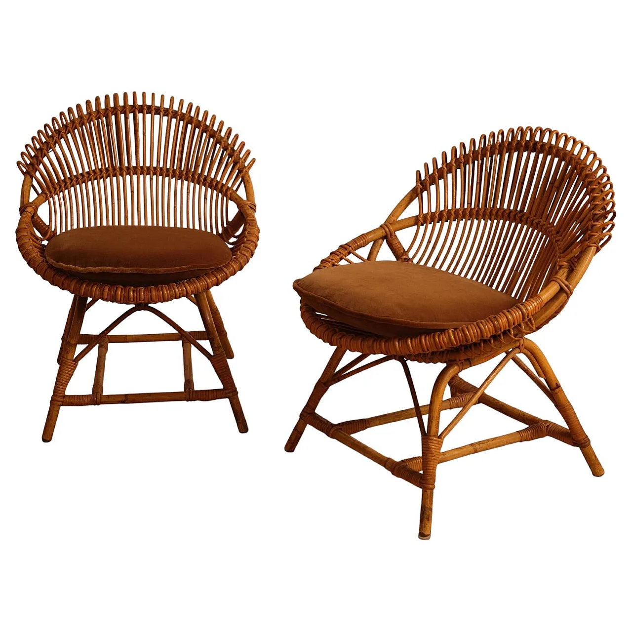 Pair of bamboo armchairs, 1960s 1