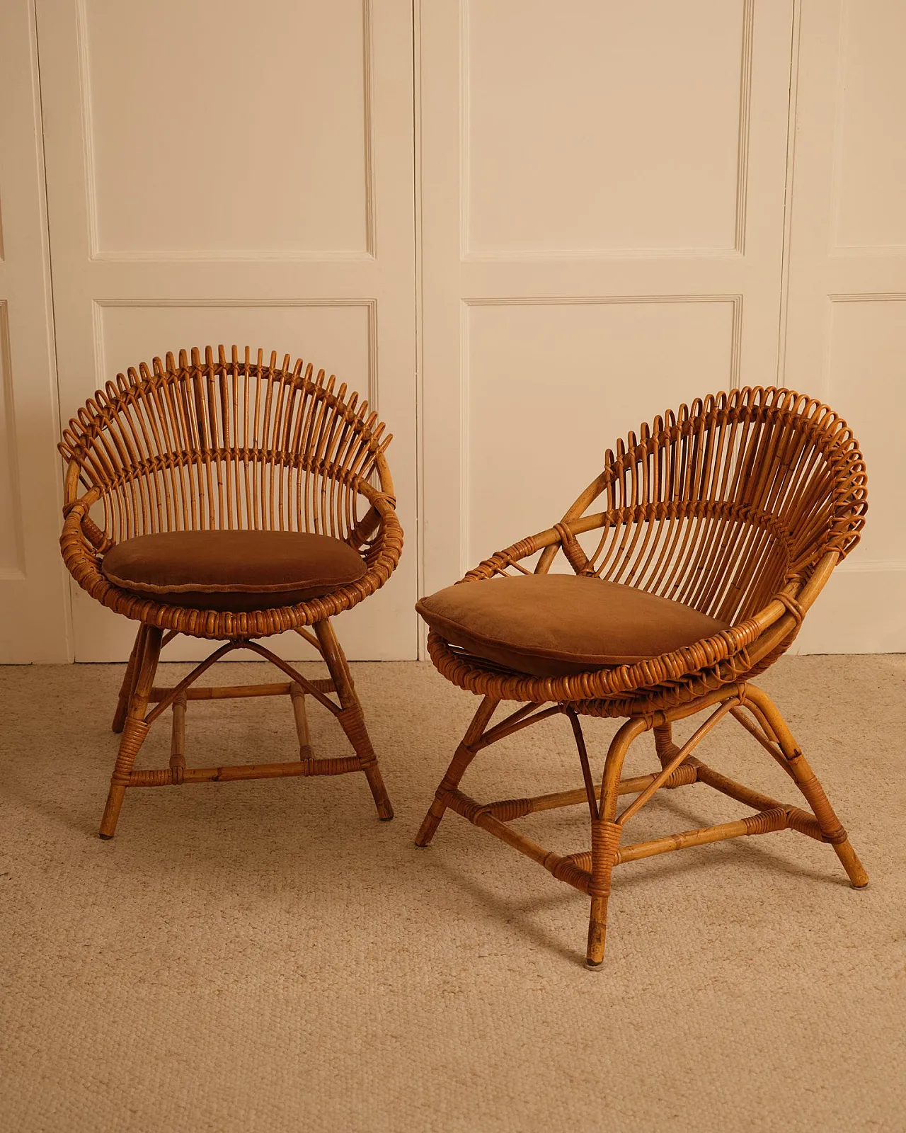Pair of bamboo armchairs, 1960s 2