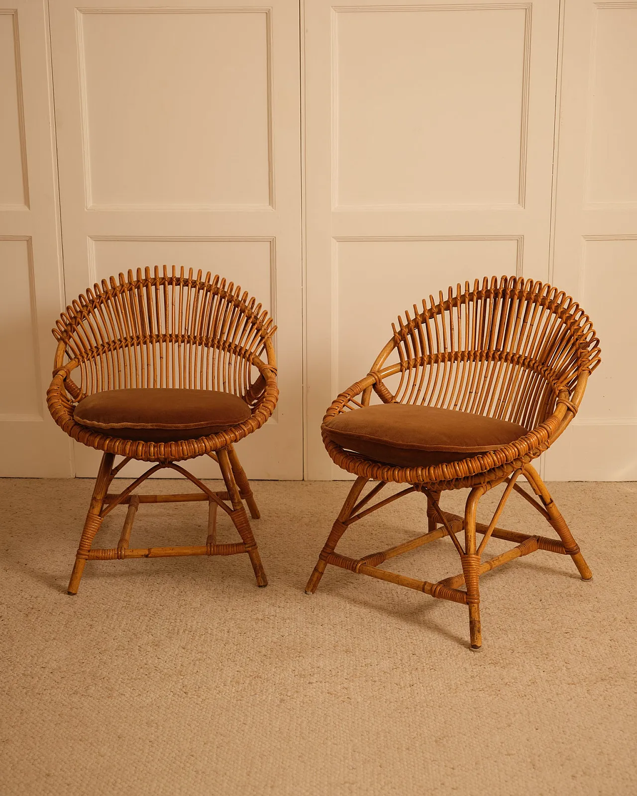 Pair of bamboo armchairs, 1960s 3
