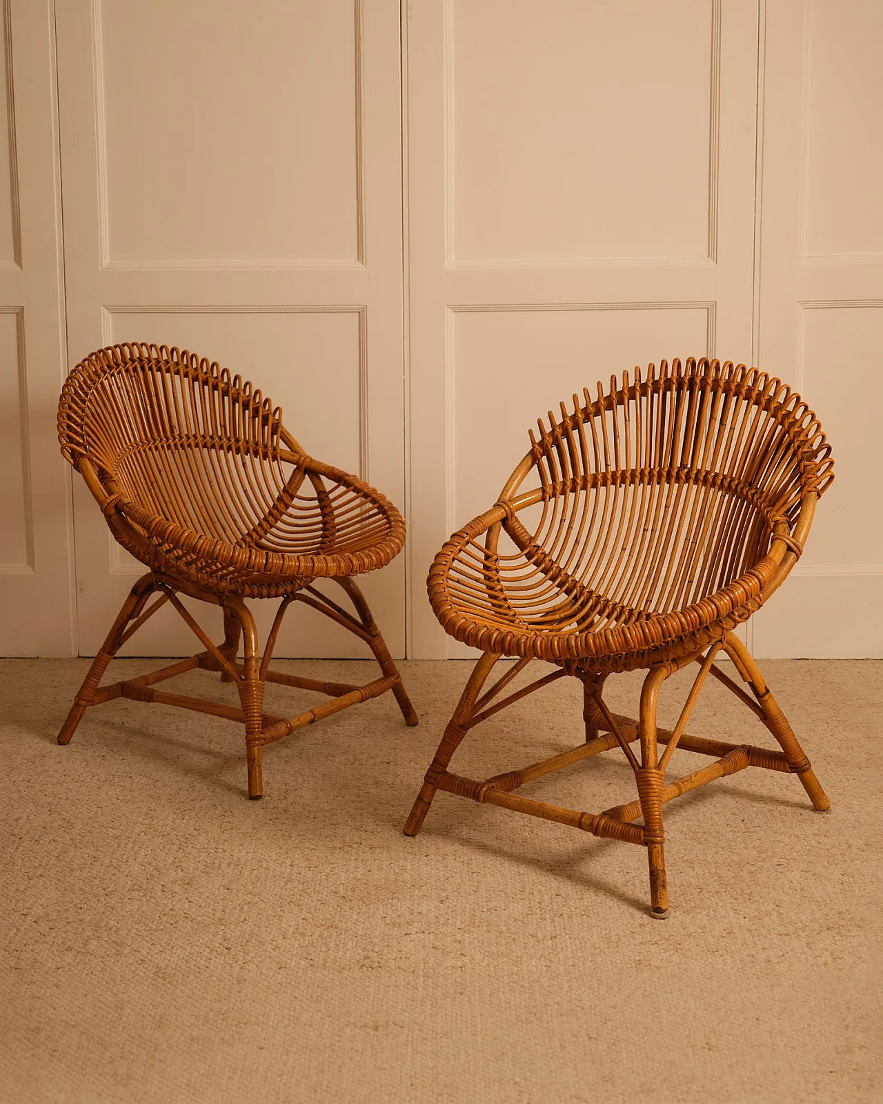 Pair of bamboo armchairs, 1960s 4