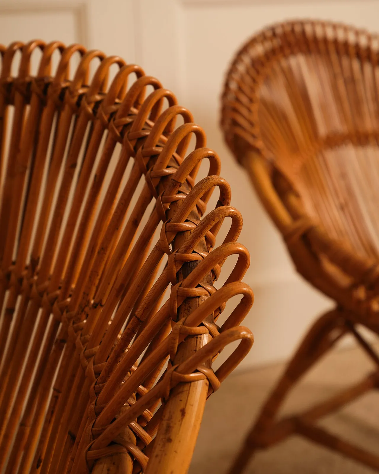 Pair of bamboo armchairs, 1960s 5