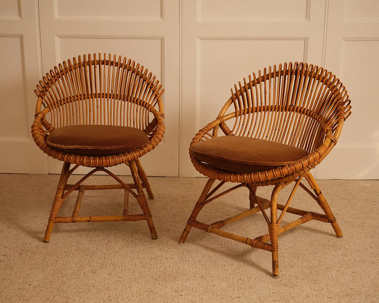 Pair of bamboo armchairs, 1960s 9