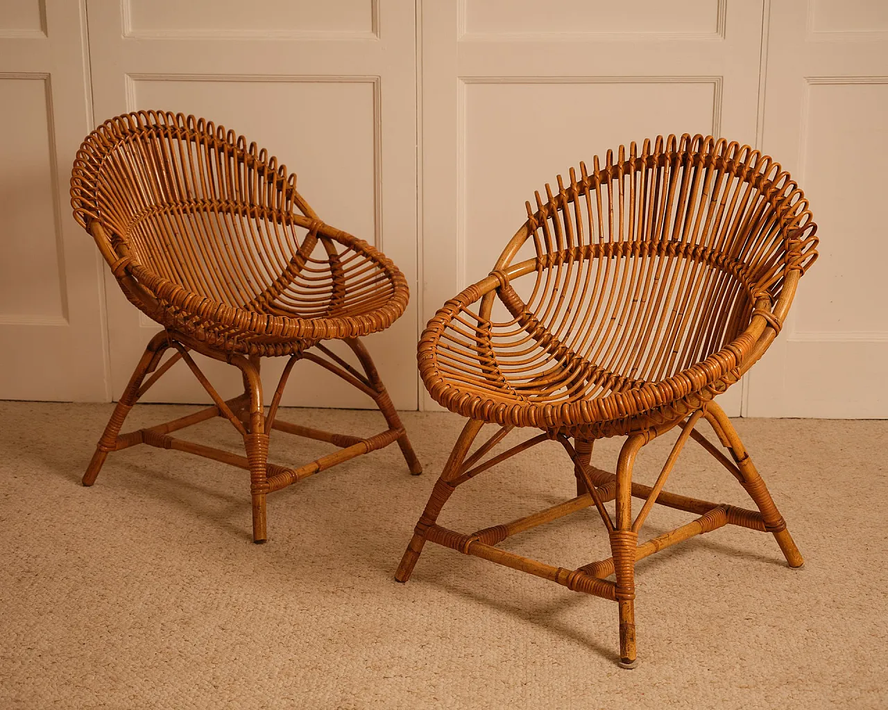 Pair of bamboo armchairs, 1960s 10
