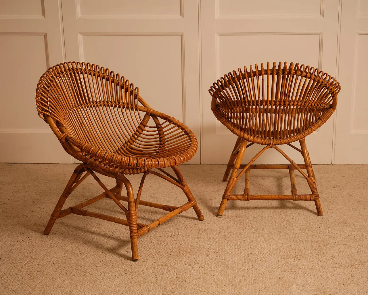 Pair of bamboo armchairs, 1960s 11