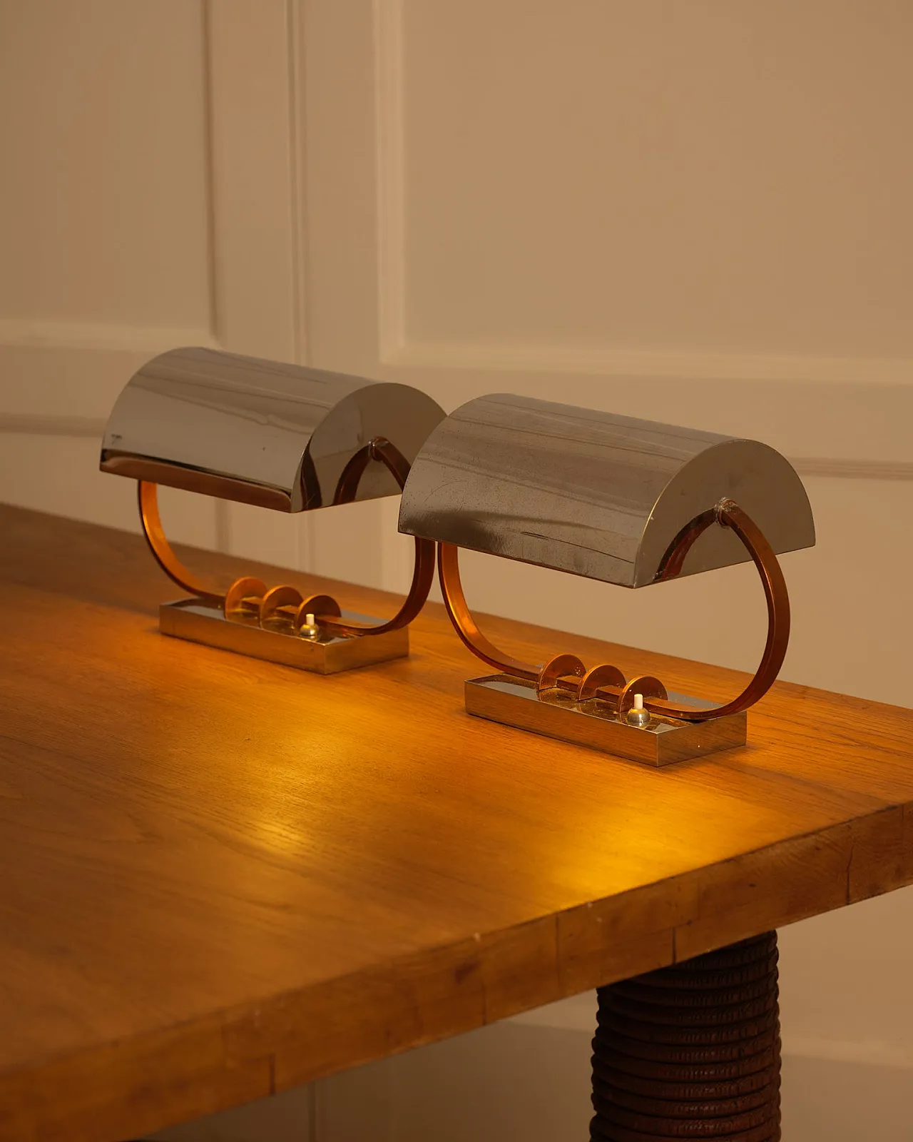 Pair of metal table lamps, 1920s 8