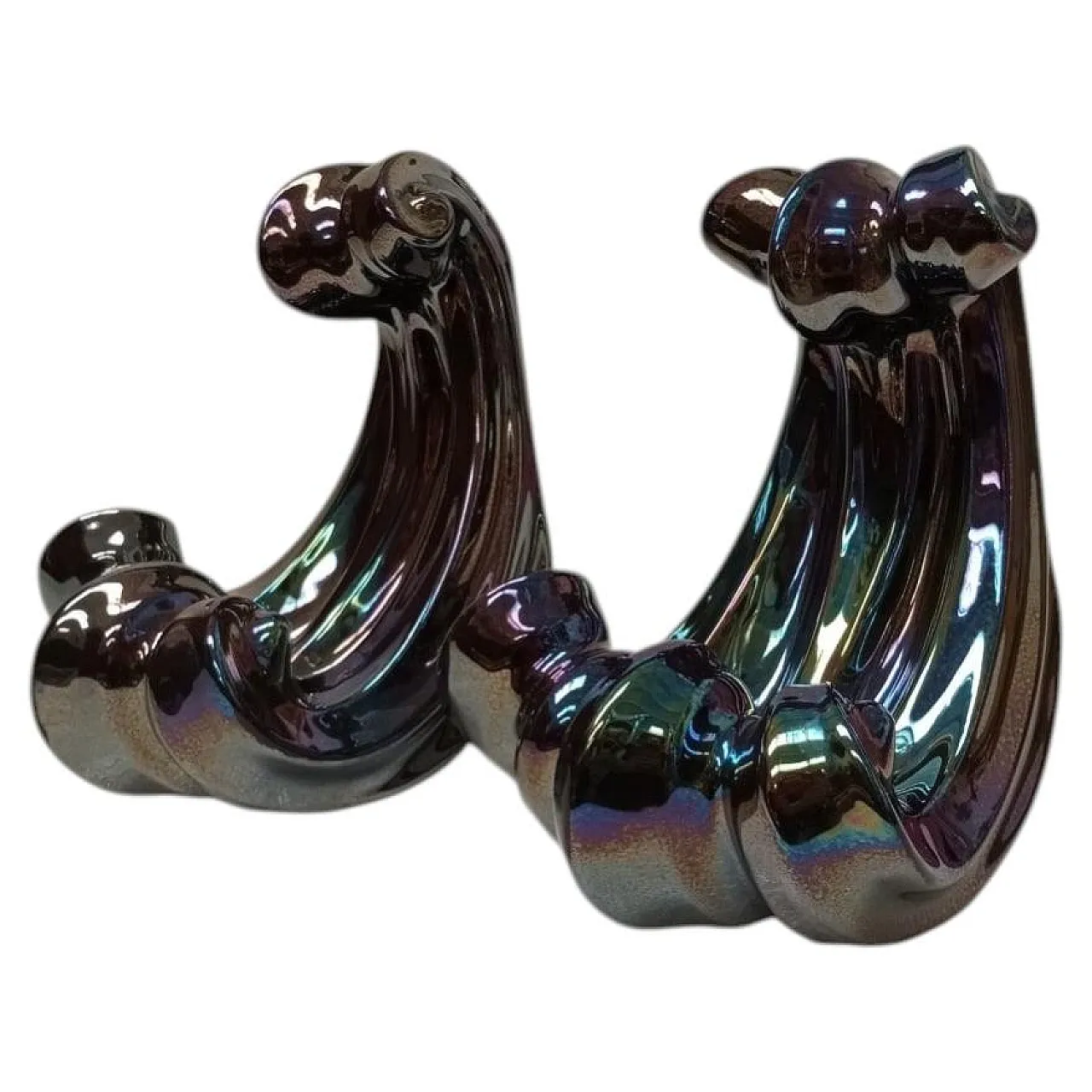Pair of "Waves" ceramic sculptures by Guido Mariani, Italy, 1980s 1