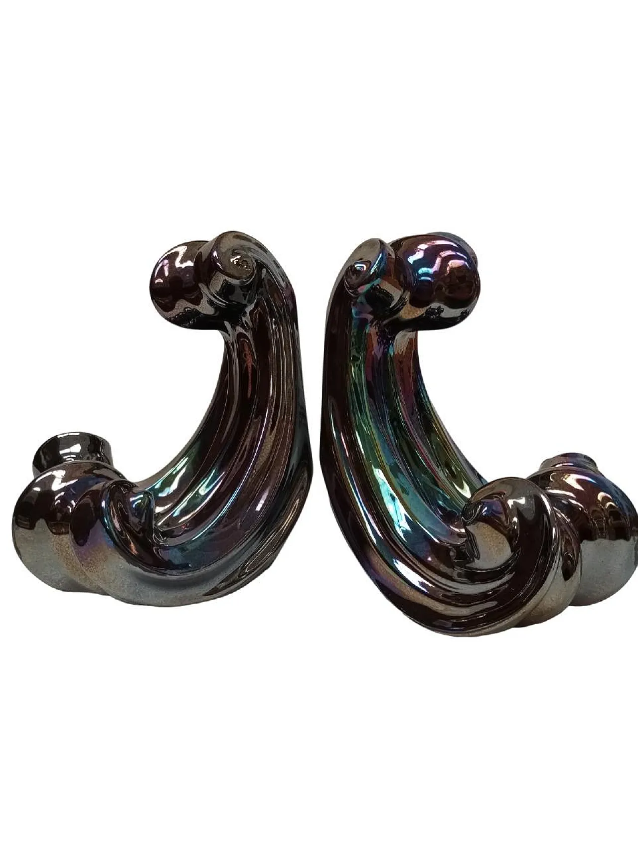 Pair of "Waves" ceramic sculptures by Guido Mariani, Italy, 1980s 2