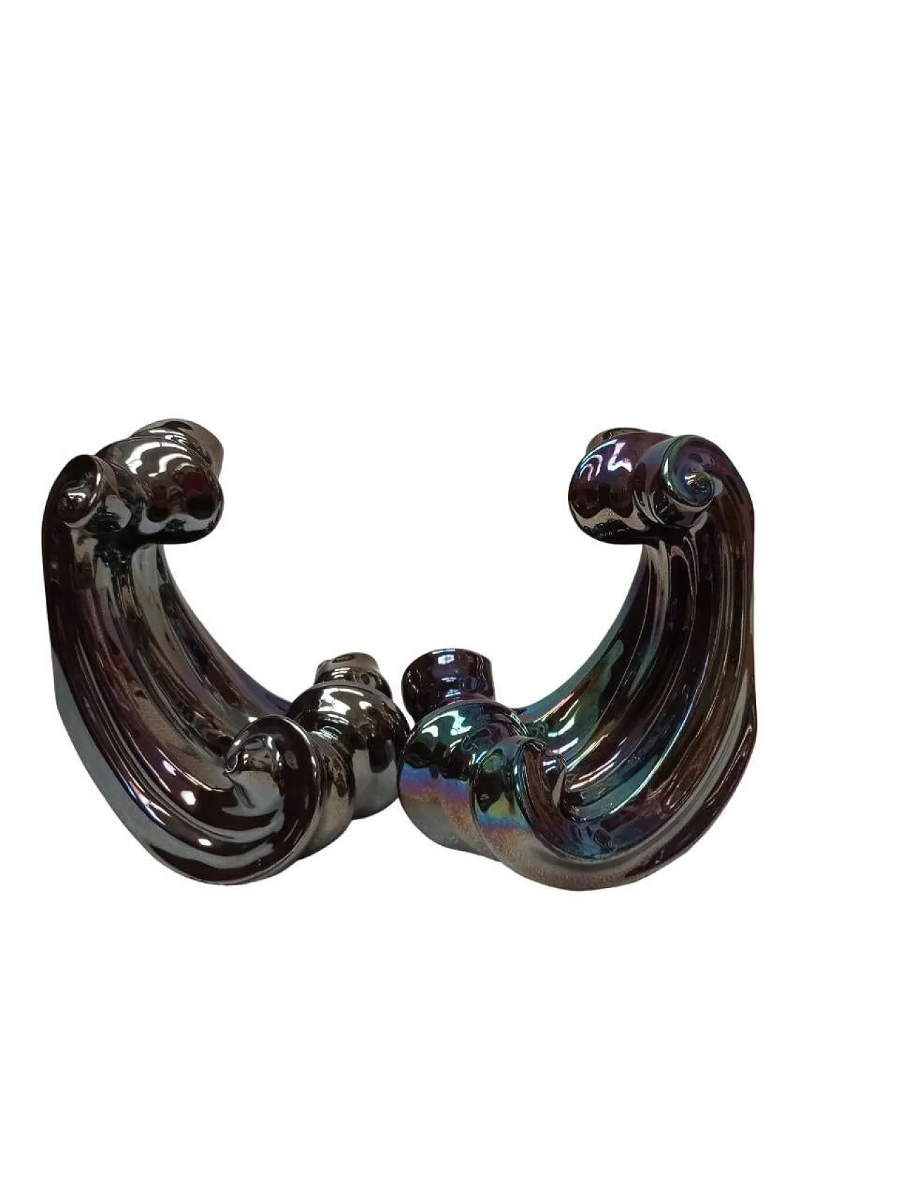 Pair of "Waves" ceramic sculptures by Guido Mariani, Italy, 1980s 3