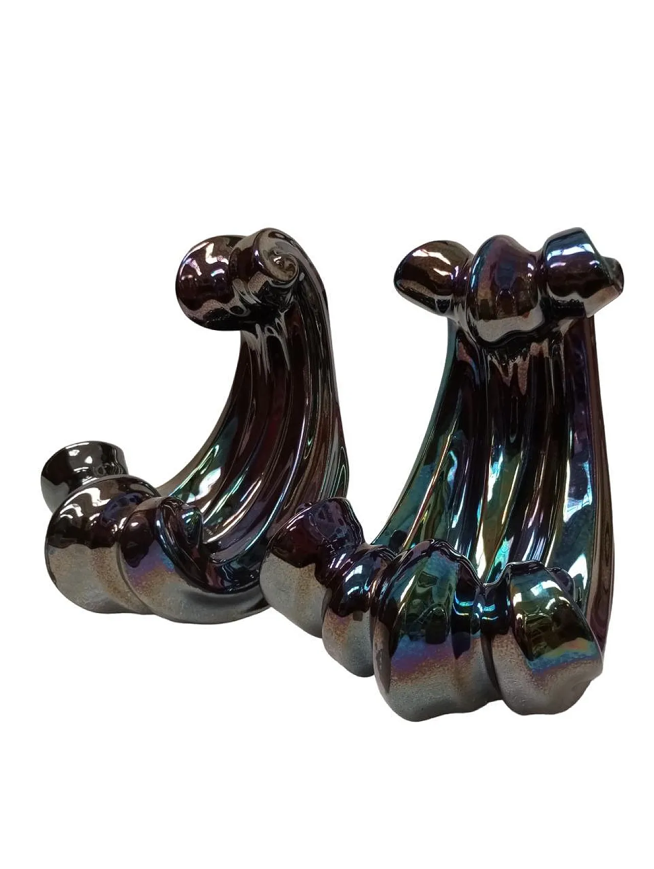 Pair of "Waves" ceramic sculptures by Guido Mariani, Italy, 1980s 13