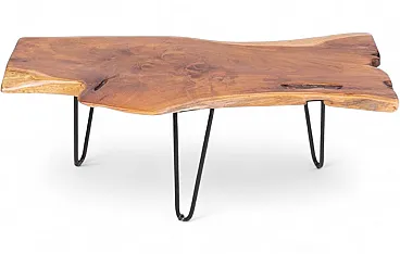 Industrial coffee rable in cedar wood and iron, 1980s