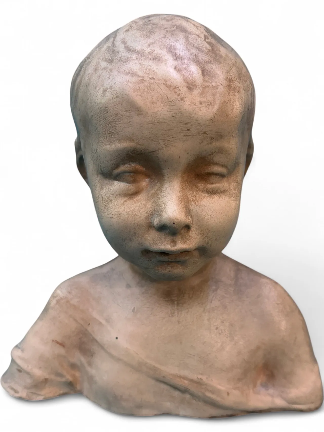 Busto di bambino in terracotta patinata, '800 11